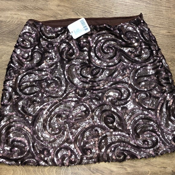 Silence + Noise NWT brown sequin party mini skirt - Picture 2 of 6